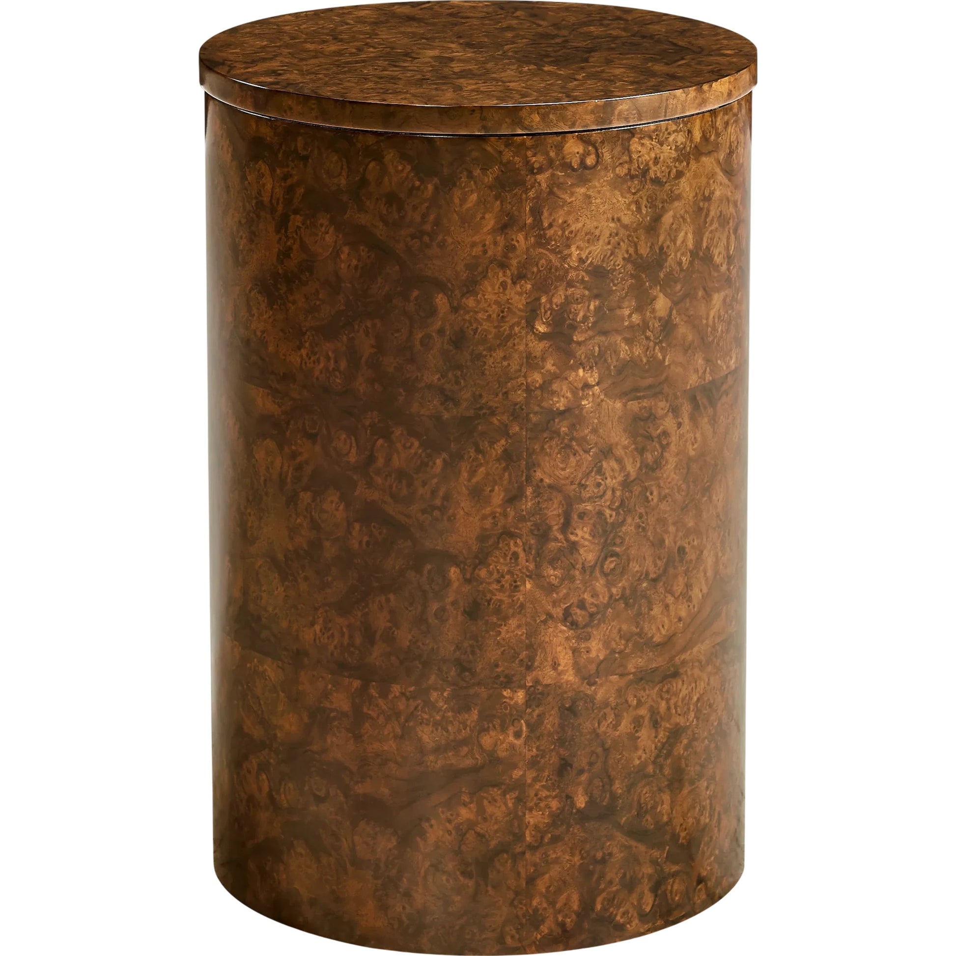 Jacques Martini Table by Jonathan Charles in brown and walnut burl. Made from book match walnut burl veneer, egg shell in a unique style.