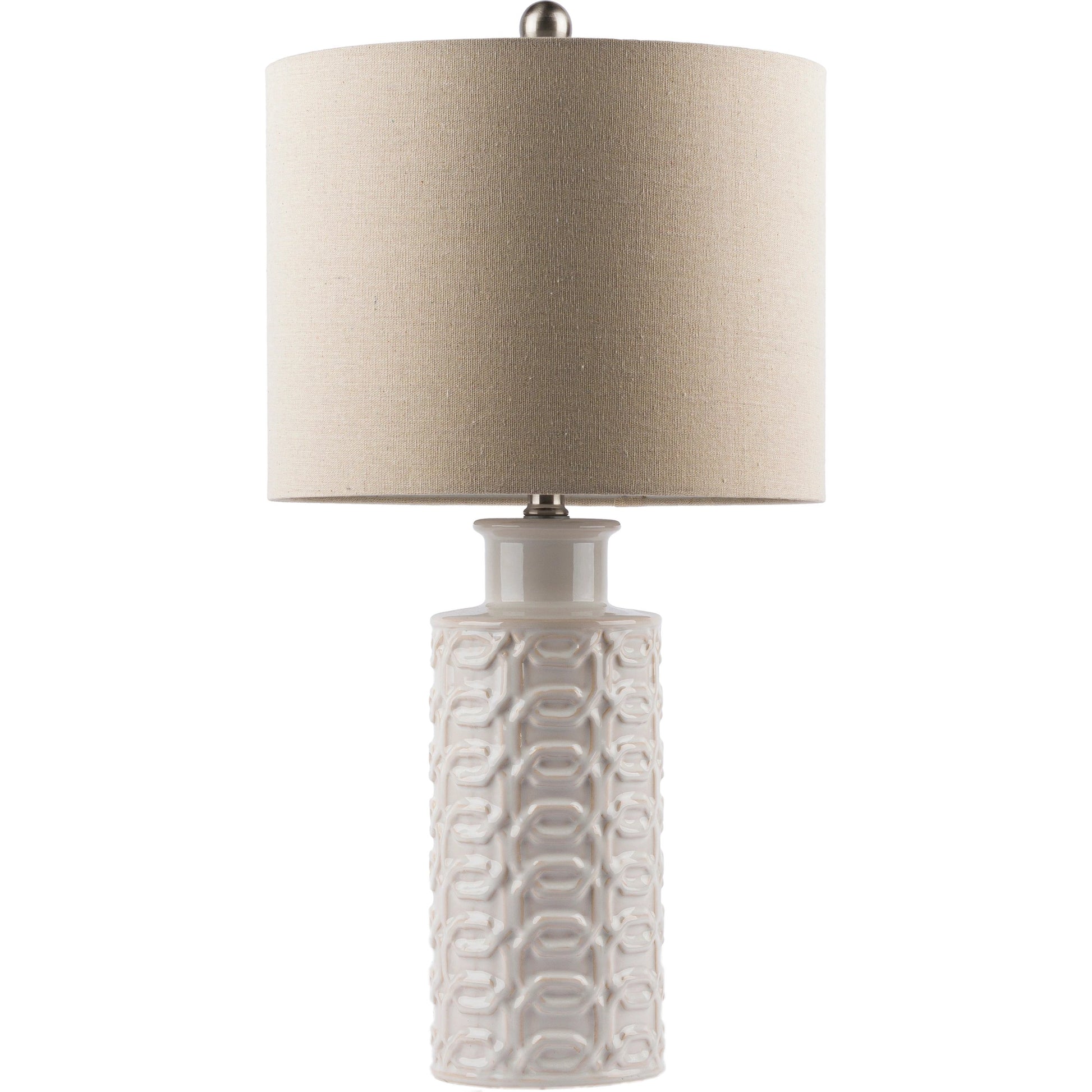 Austell - 29770 by Surya in white and glazedbrushed. Made from linen, polyester, ceramic, metal in a coastal style.