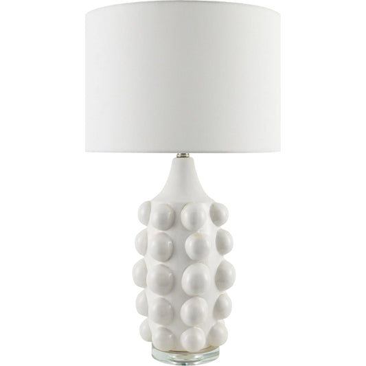 Terravi Accent Table Lamp by Livabliss in translucent, glazed. Made from ceramic, crystal, linen, polyester in a unique style.