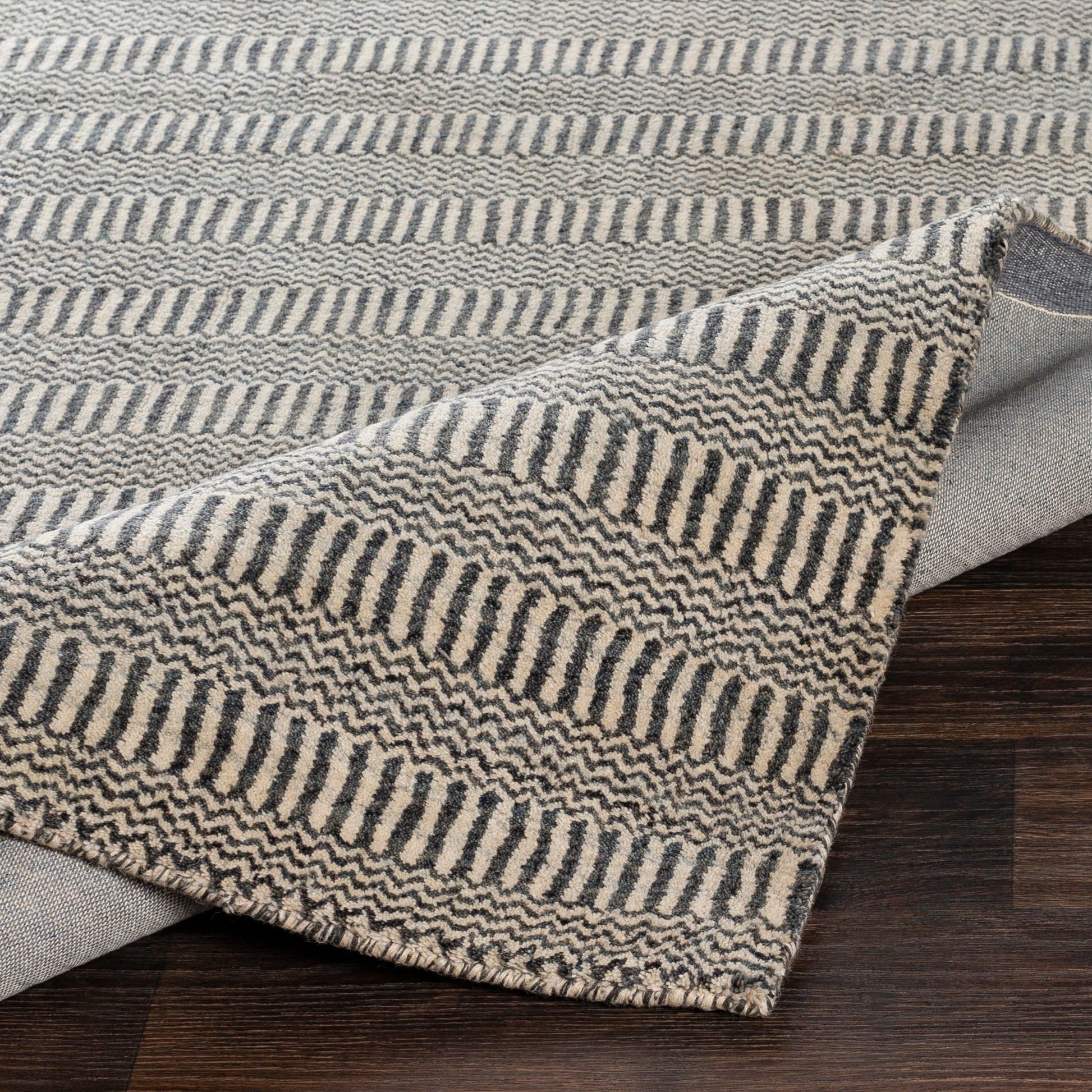 Teton TET-1000 Rug by Surya in deep teal, charcoal, light beige. Made from 100% wool in a unique style.