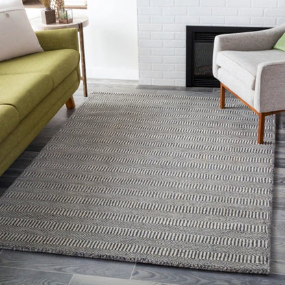 Teton TET-1000 Rug by Surya in deep teal, charcoal, light beige. Made from 100% wool in a unique style.