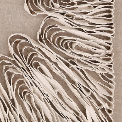 Carmelita by Arch & Plane in textured art in a whitewash frame. Made from draped fabric, mango wood in a unique style.