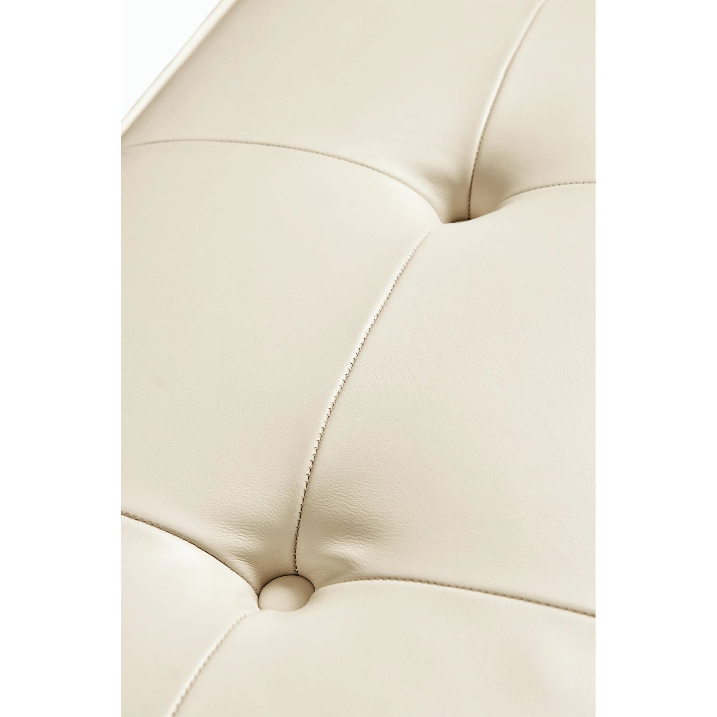 005 SI-1991046 | Closeup | Luxe Gilded Iron & Cream Leather Bench by Jonathan Charles in gilded gold. Made from iron in a modern style.
