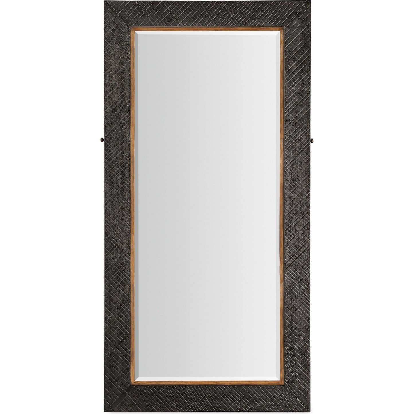 004 SI-1959509 | Additional Silo | Big Sky Floor Mirror by Hooker Furniture in furrowed bark. Made from wood, resin, mirror, felt in a modern style.