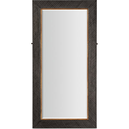 Big Sky Floor Mirror by Hooker Furniture in furrowed bark. Made from wood, resin, mirror, felt in a modern style.