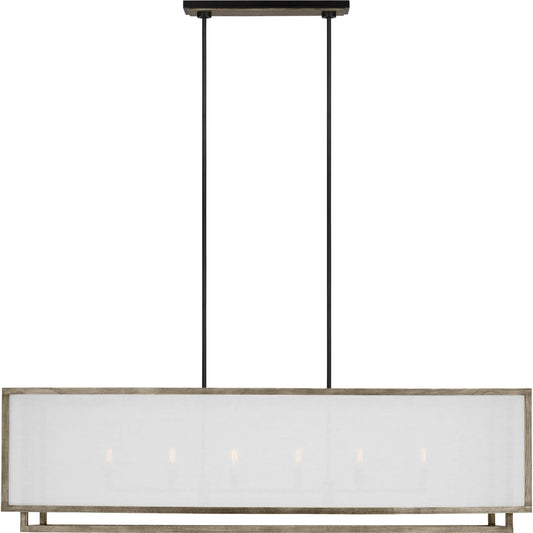 001 SI-2235731 | Primary Silo | Brockway Large Linear Chandelier by Visual Comfort & Co. in weathered oak wood. Made from unique in a unique style.