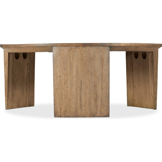 Commerce & Market Round Cocktail Table by Hooker Furniture in medium natural wood. Made from mindi solids in a transitional style.