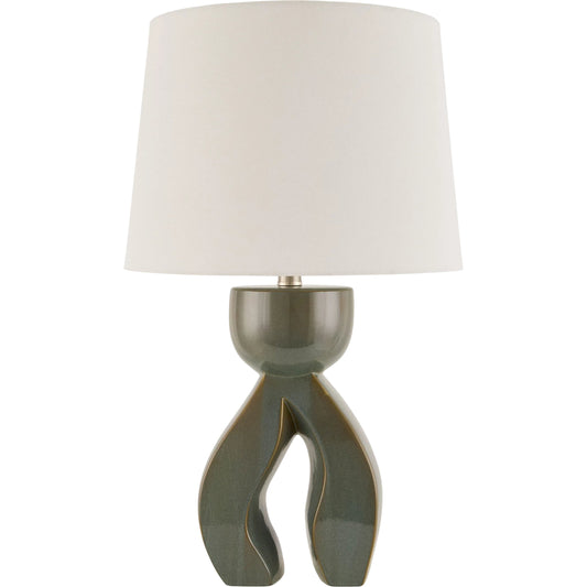 Tufello Accent Table Lamp by Surya in dark green. Made from ceramic, linen, polyester, iron in a modern style.