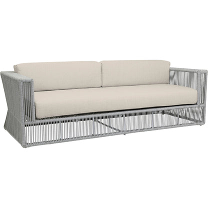 Miami Outdoor Sofa by Sunset West in frost. Made from olefin rope in a coastal style.