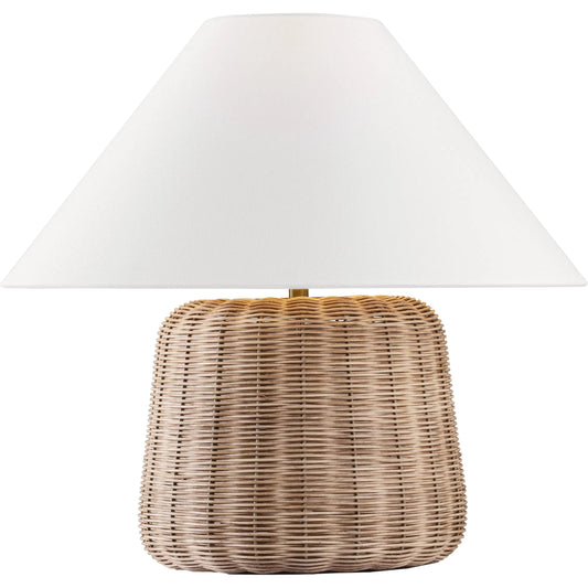 Dumar Medium Table Lamp by Visual Comfort & Co. in blonde rattan. Made from unique in a rustic style.