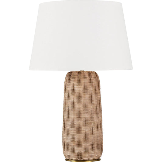 Dumar Large Table Lamp by Visual Comfort & Co. in blonde rattan. Made from unique in a rustic style.