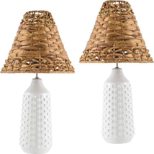 Tatogga Accent Table Lamp by Livabliss in glazed. Made from ceramic, seagrass in a unique style.