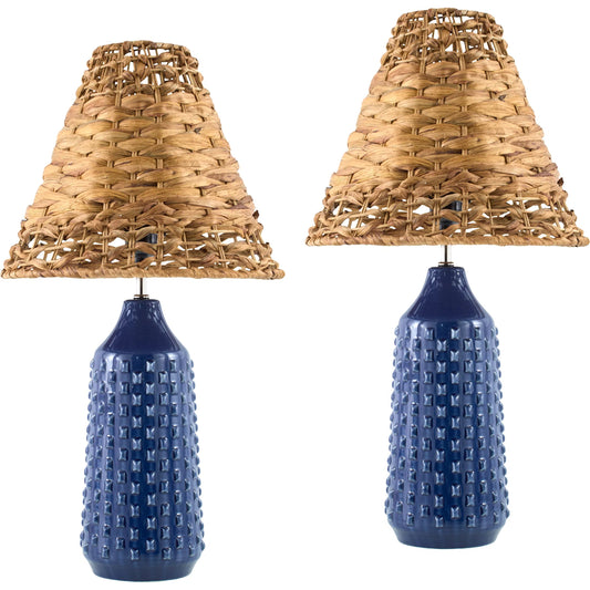 Tatogga Accent Table Lamp by Livabliss in glazed. Made from ceramic, seagrass in a unique style.