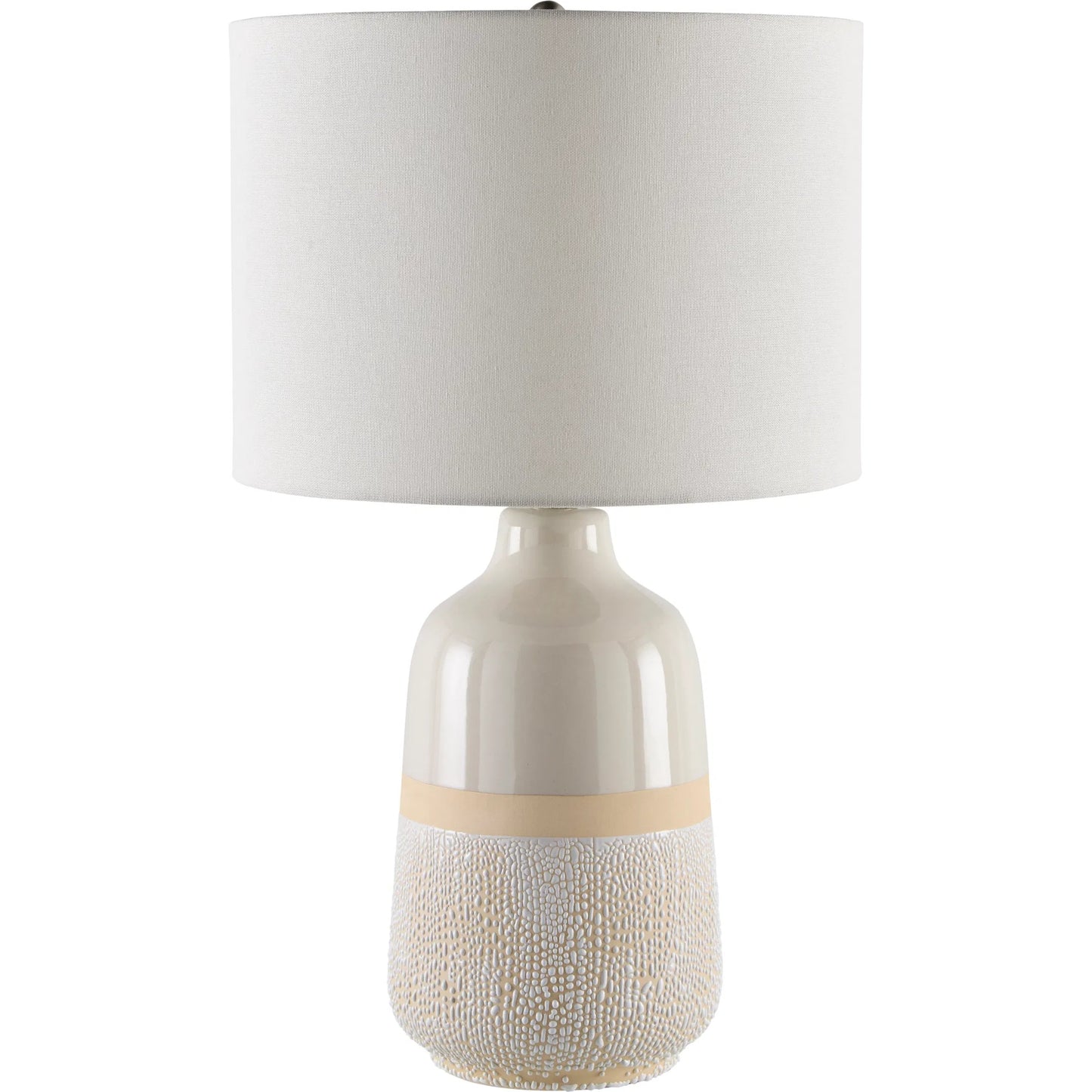 001 SI-2245008 | Primary Silo | Togo Accent Table Lamp by Surya in body: white; finial: metallic - nickel; harp: metallic - nickel; cord: translucent and glazedpainted. Made from ceramic, linen, plastic, iron in a transitional style.