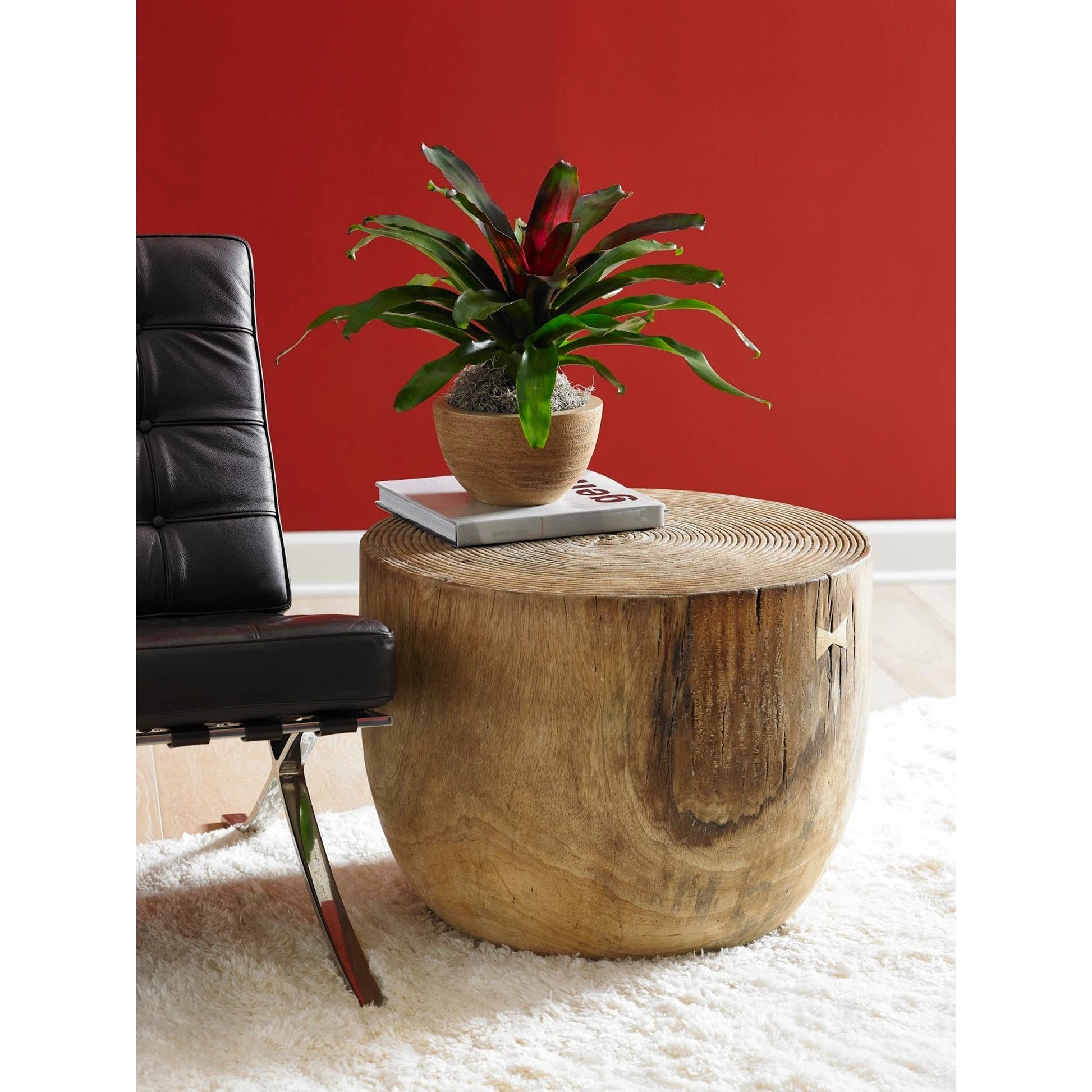 Lathe Side Table by Phillips Collection in brown. Made from wood in a modern style.