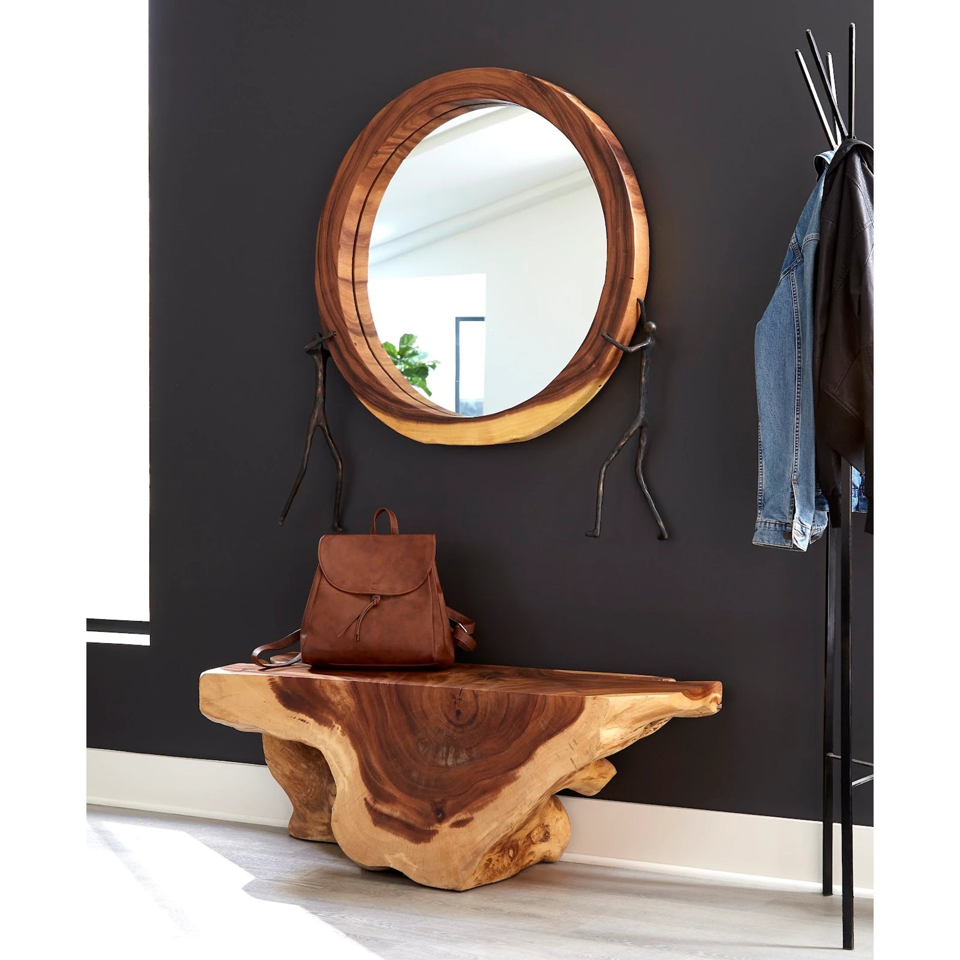 Atlas Mirror by Phillips Collection in gray. Made from wood, chamcha in a eclectic & global style.
