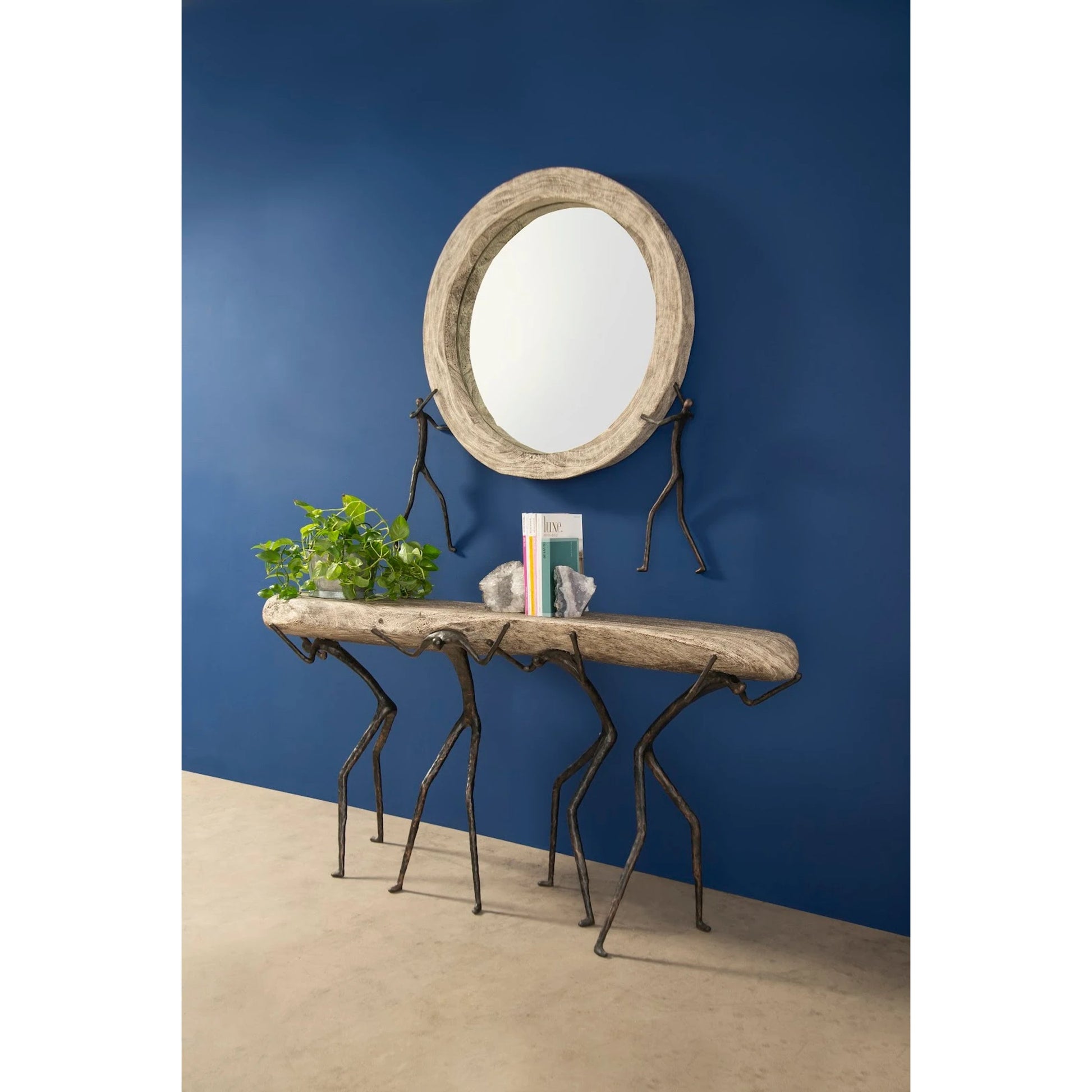Atlas Mirror by Phillips Collection in gray. Made from wood, chamcha in a eclectic & global style.