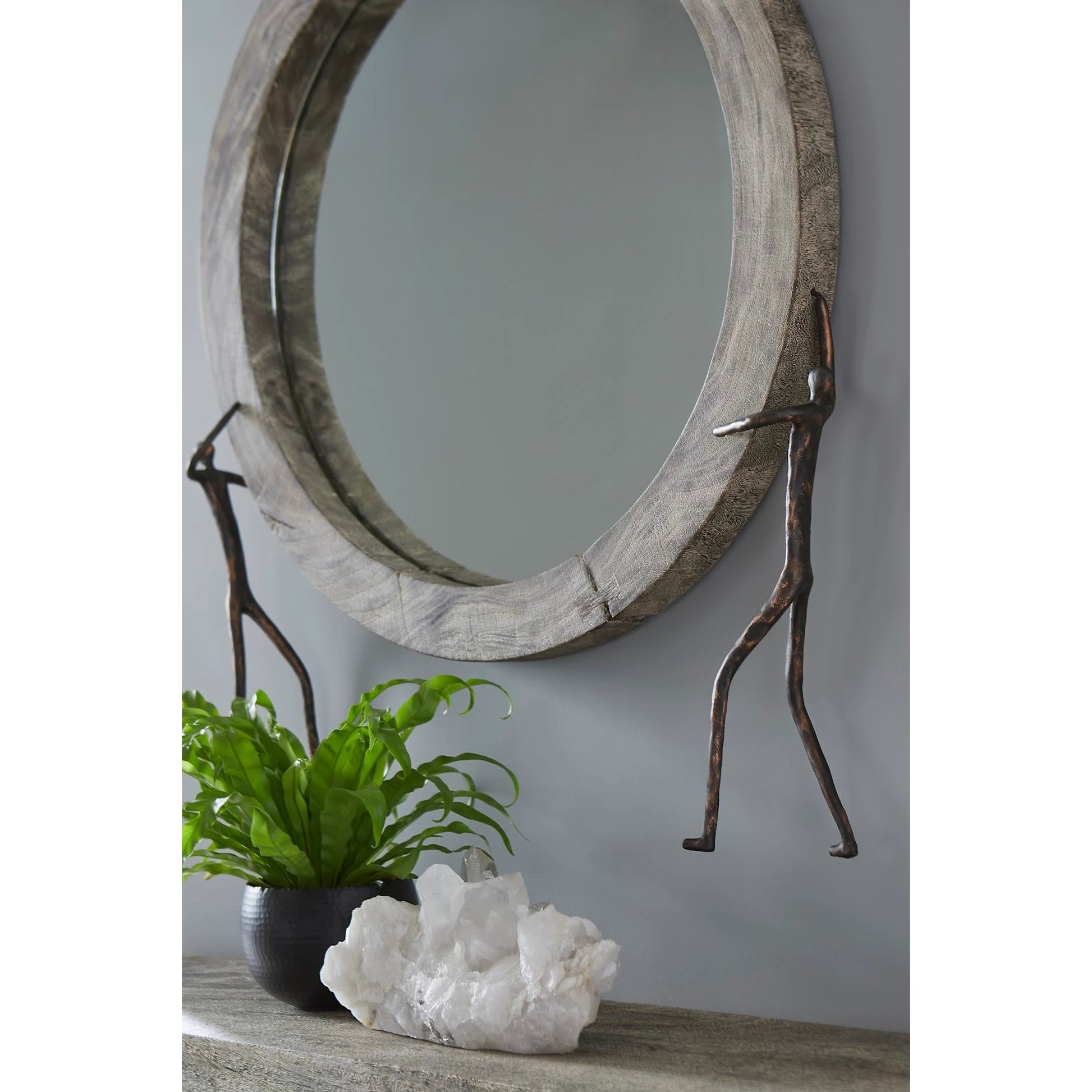 Atlas Mirror by Phillips Collection in gray. Made from wood, chamcha in a eclectic & global style.