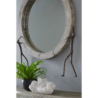 Atlas Mirror by Phillips Collection in gray. Made from wood, chamcha in a eclectic & global style.