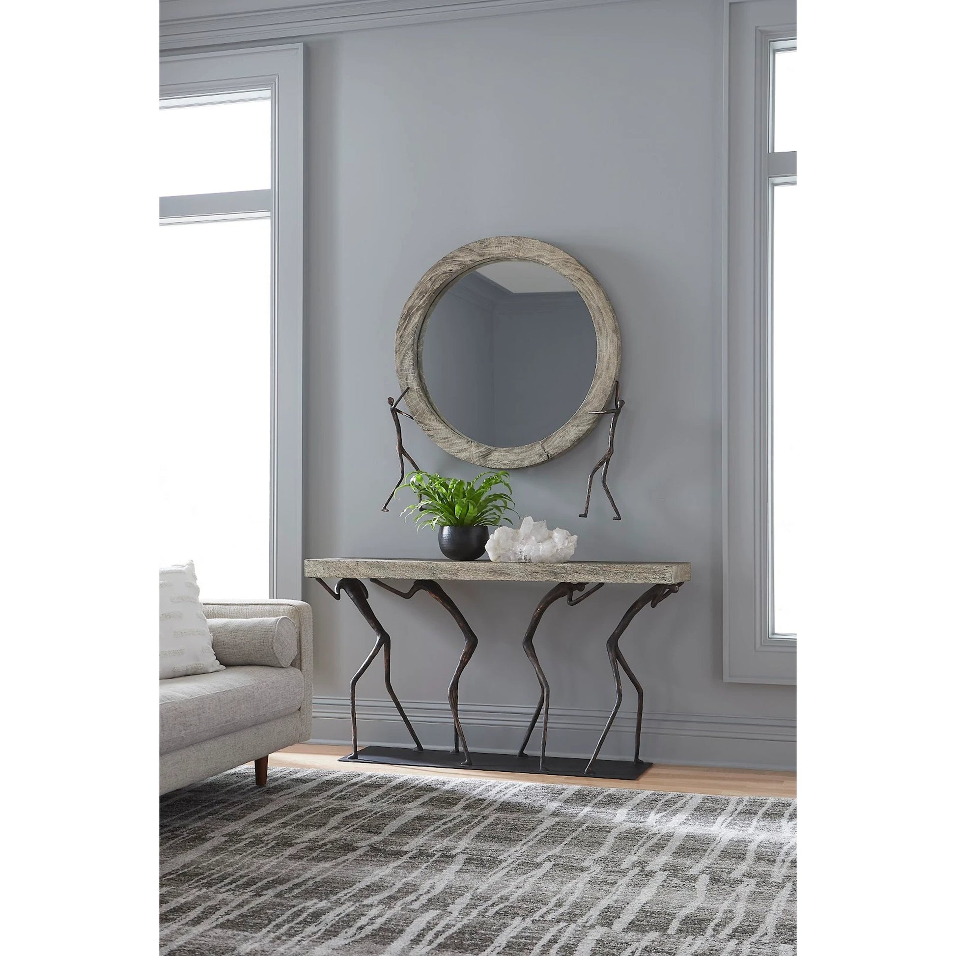 Atlas Mirror by Phillips Collection in gray. Made from wood, chamcha in a eclectic & global style.