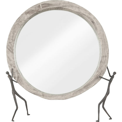 Atlas Mirror by Phillips Collection in gray. Made from wood, chamcha in a eclectic & global style.
