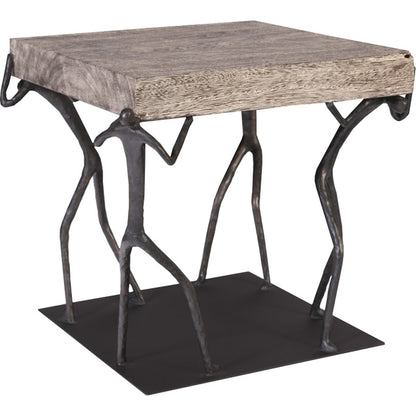 Atlas Side Table Chamcha Wood, Gray Stone by Phillips Collection in gray, black and gray. Made from wood, chamcha in a eclectic & global style.