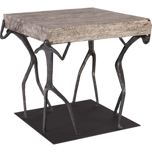 Atlas Side Table Chamcha Wood, Gray Stone by Phillips Collection in gray, black and gray. Made from wood, chamcha in a eclectic & global style.
