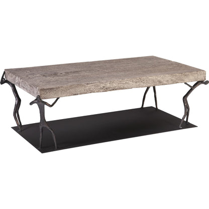 Atlas Coffee Table by Phillips Collection in gray stone. Made from wood, chamcha in a eclectic & global style.