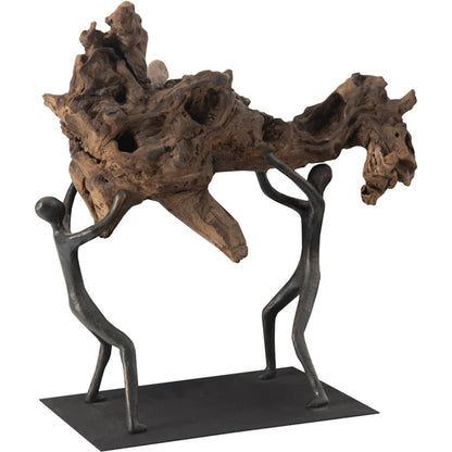 Atlas Lifting Wood Sculpture by Phillips Collection in black, brown and brown, black. Made from wood, metal in a eclectic & global style.