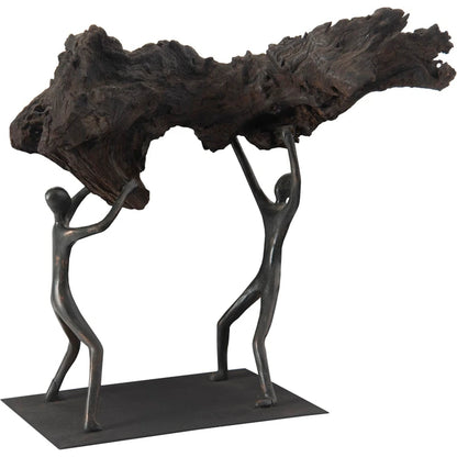 Atlas Lifting Wood Sculpture by Phillips Collection in black, brown and brown, black. Made from wood, metal in a eclectic & global style.