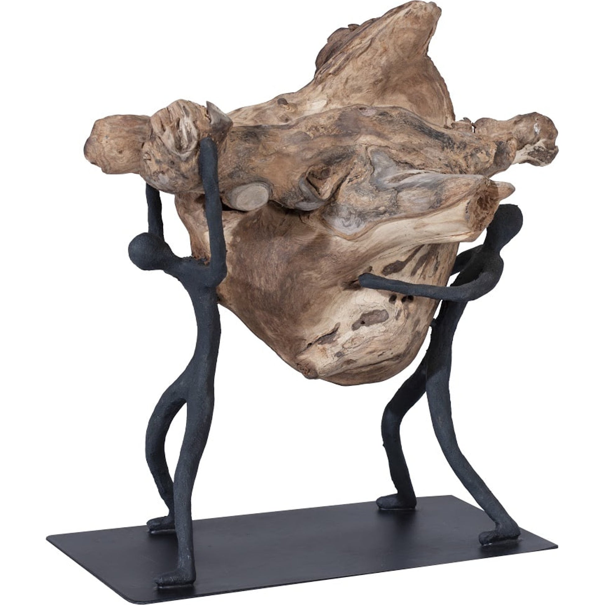 Atlas Lifting Wood Sculpture by Phillips Collection in black, brown and brown, black. Made from wood, metal in a eclectic & global style.