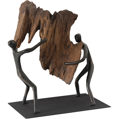 Atlas Balancing Wood Sculpture by Phillips Collection in black, brown and brown, black. Made from wood, metal in a eclectic & global style.