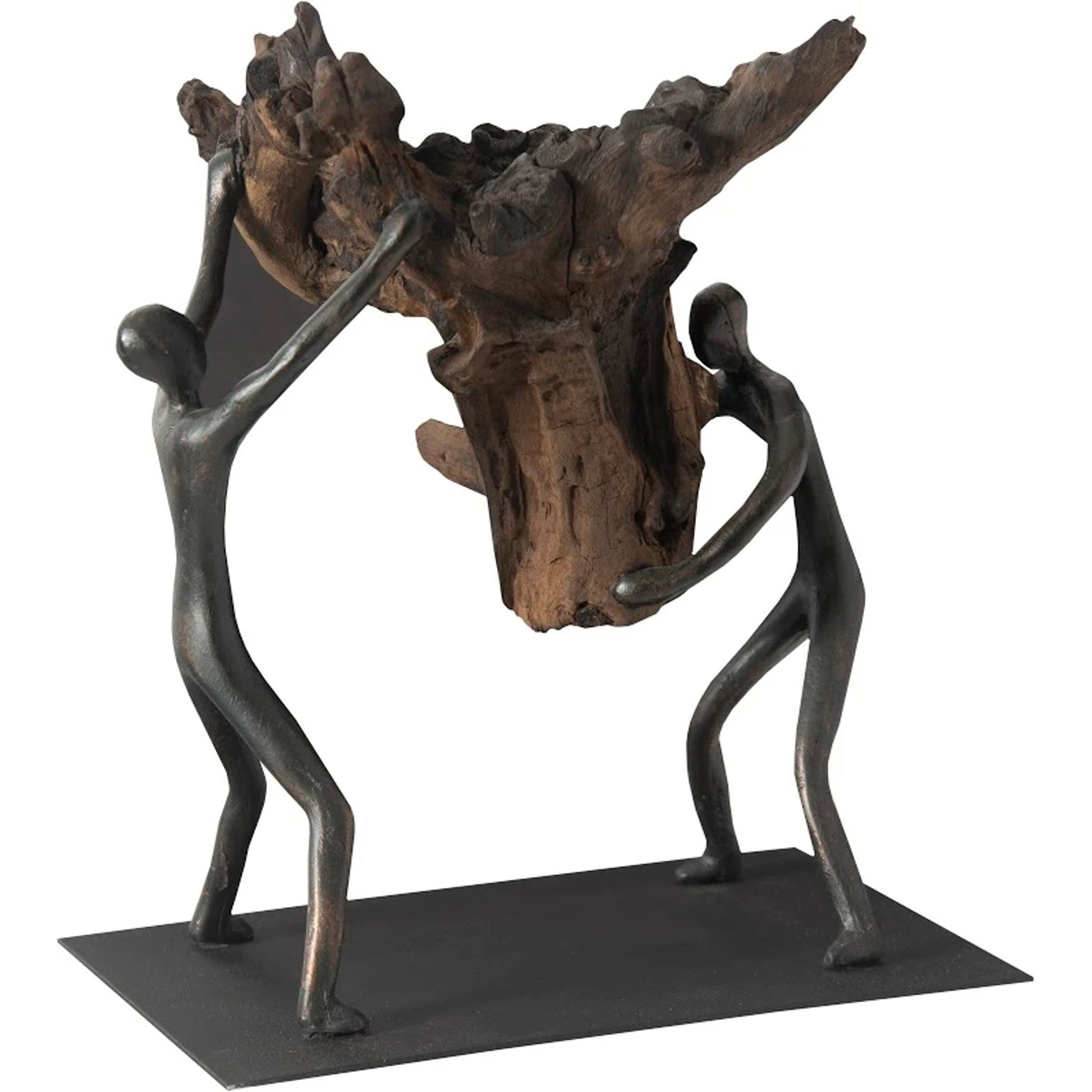 Atlas Balancing Wood Sculpture by Phillips Collection in black, brown and brown, black. Made from wood, metal in a eclectic & global style.