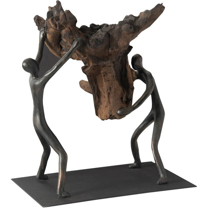 Atlas Balancing Wood Sculpture by Phillips Collection in black, brown and brown, black. Made from wood, metal in a eclectic & global style.