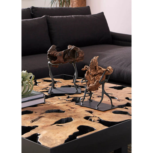Atlas Balancing Wood Sculpture by Phillips Collection in black, brown and brown, black. Made from wood, metal in a eclectic & global style.