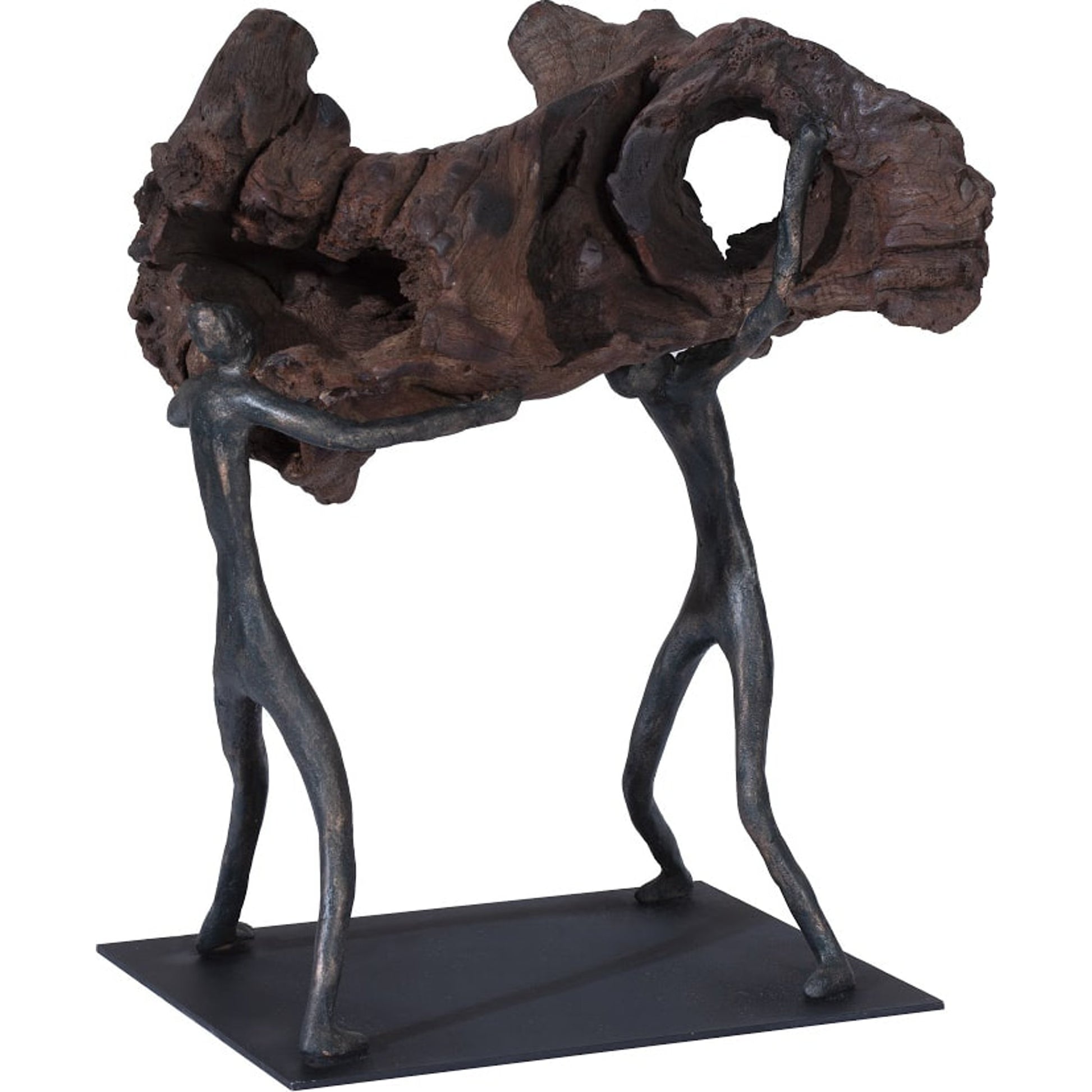 Atlas Balancing Wood Sculpture by Phillips Collection in black, brown and brown, black. Made from wood, metal in a eclectic & global style.