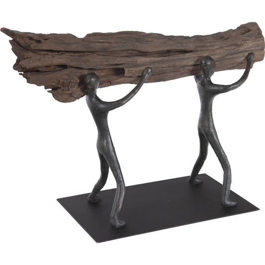 Atlas Balancing Log Sculpture by Phillips Collection in brown, black and brown, black. Made from wood, metal in a eclectic & global style.