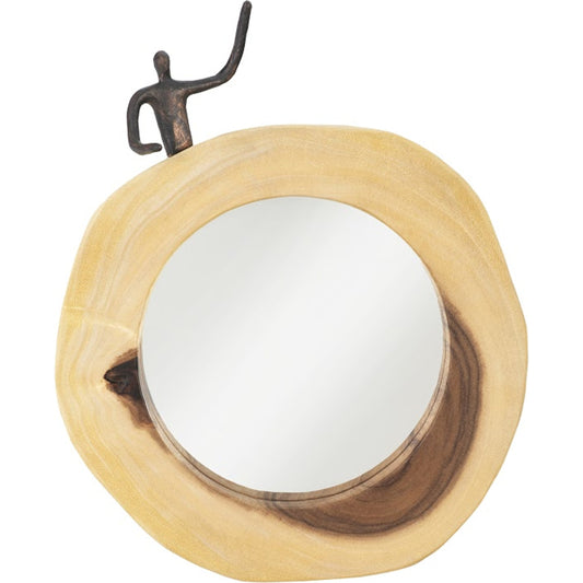 Atlas Waving Figure Cross Cut Mirror by Phillips Collection in black, brown. Made from wood, chamcha in a eclectic & global style.