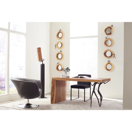 Atlas Figure Balancing Cross Cut Mirror by Phillips Collection in black, brown. Made from wood, chamcha in a eclectic & global style.