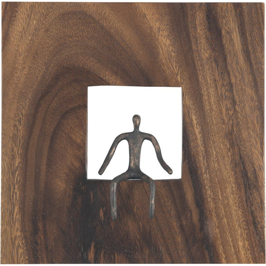 Atlas Sitting Figure Square Wall Decor by Phillips Collection in brown. Made from wood, chamcha, glass in a eclectic & global style.