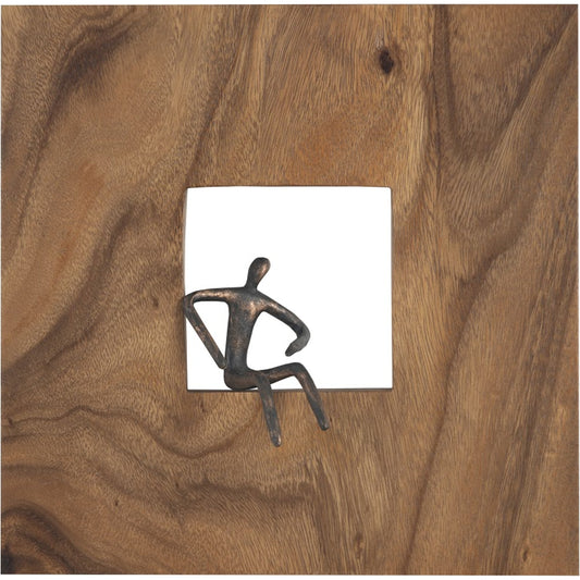 Atlas Akimbo Figure Square Wall Decor by Phillips Collection in brown. Made from wood, chamcha in a eclectic & global style.