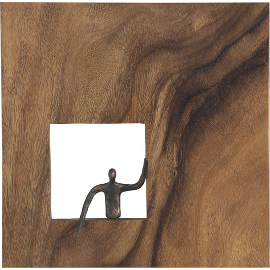 Atlas Leaning Figure Square Wall Decor by Phillips Collection in brown. Made from wood, chamcha in a eclectic & global style.