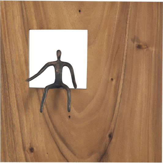 Atlas Pointing Figure Square Wall Decor by Phillips Collection in brown. Made from wood, chamcha, glass in a eclectic & global style.