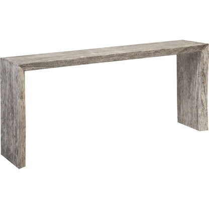 Waterfall Gray Stone Console Table by Phillips Collection in gray and gray stone. Made from wood, chamcha in a eclectic & global style.