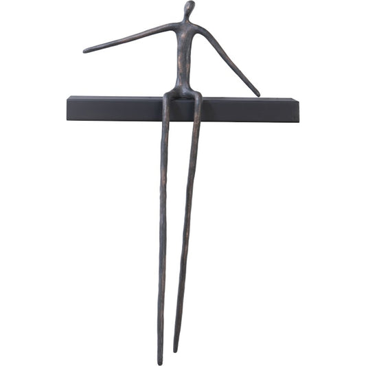 Short Moveable Leaning Man Shelf by Phillips Collection in bronze, black. Made from metal in a eclectic & global style.