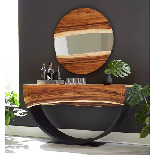 River Mirror by Phillips Collection in brown. Made from wood, chamcha wood in a rustic style.
