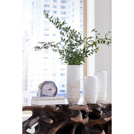 Lacuna Vase by Phillips Collection in white, off white. Made from wood, mango in a modern style.