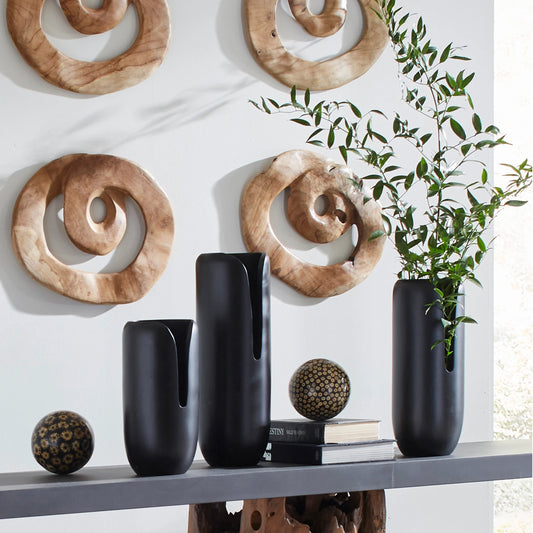 Interval Wood Vase by Phillips Collection in black. Made from wood, mango in a modern style.