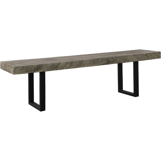 Origins Straight Edge Bench Stone Satin Legs by Phillips Collection in gray, black and natural. Made from wood, chamcha wood, metal in a modern style.