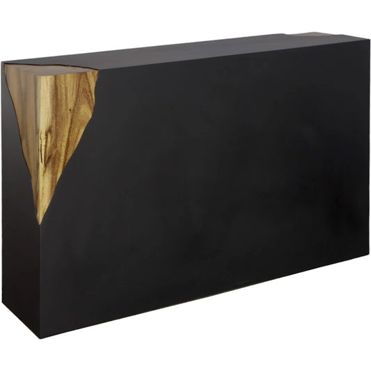Cornered Console Table by Phillips Collection in black, brown. Made from iron, chamcha wood in a modern style.